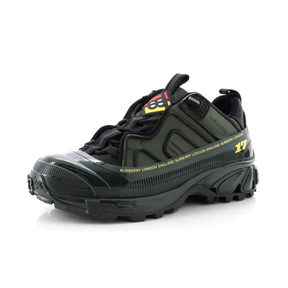 Burberry Nylon And Suede Arthur Sneakers In Green